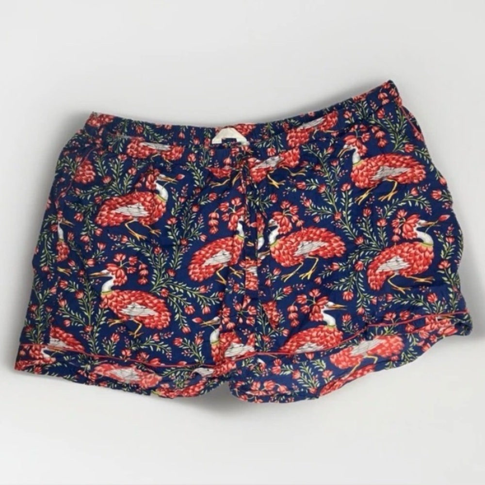 Printfresh Pajama Shorts 2X Plus Size Bird Print Navy Pink Print Fresh Lounge